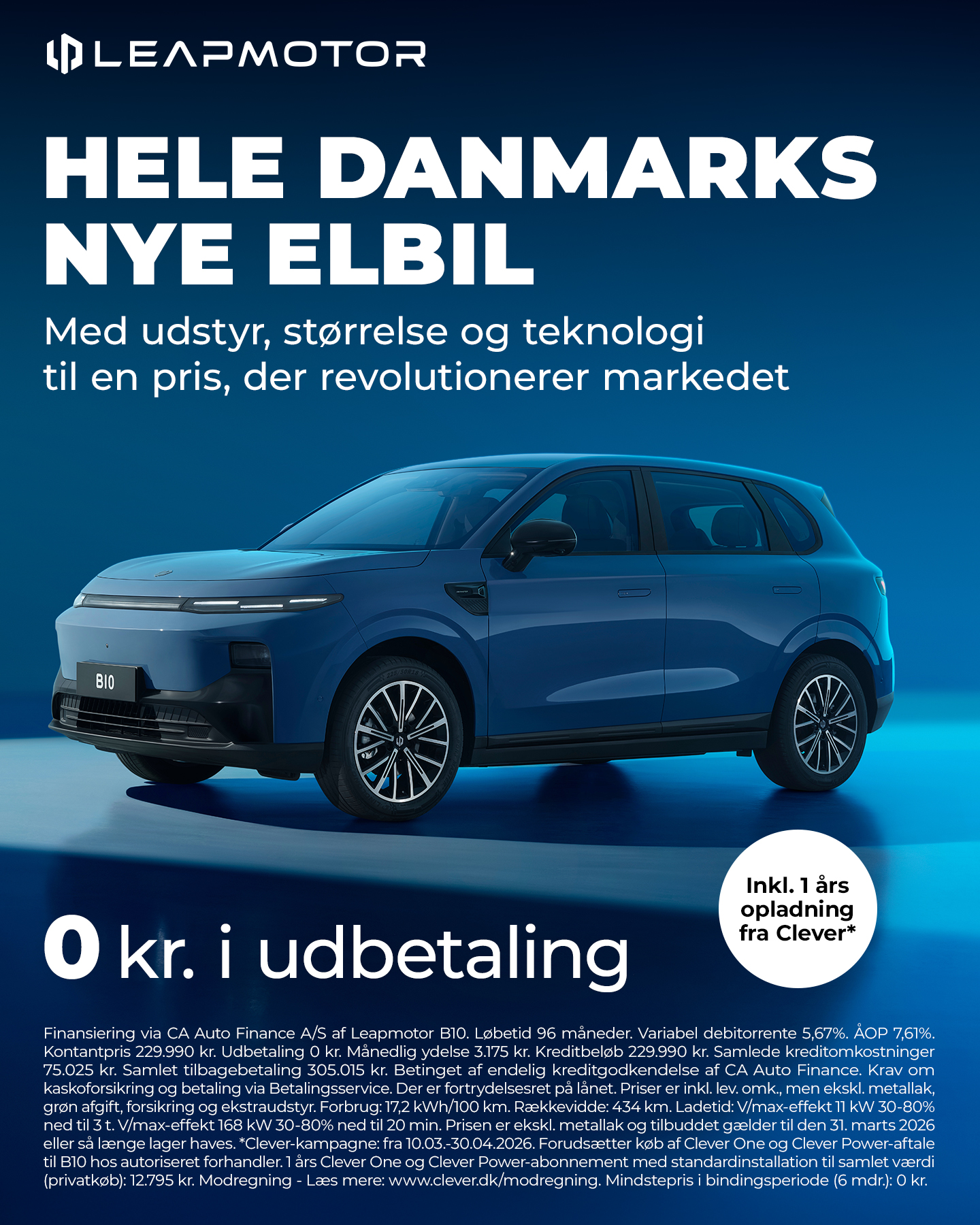 U11 - FB annonce, Leapmotor B10 0kr. i udbetaling + Clever (still) 18.03.2026