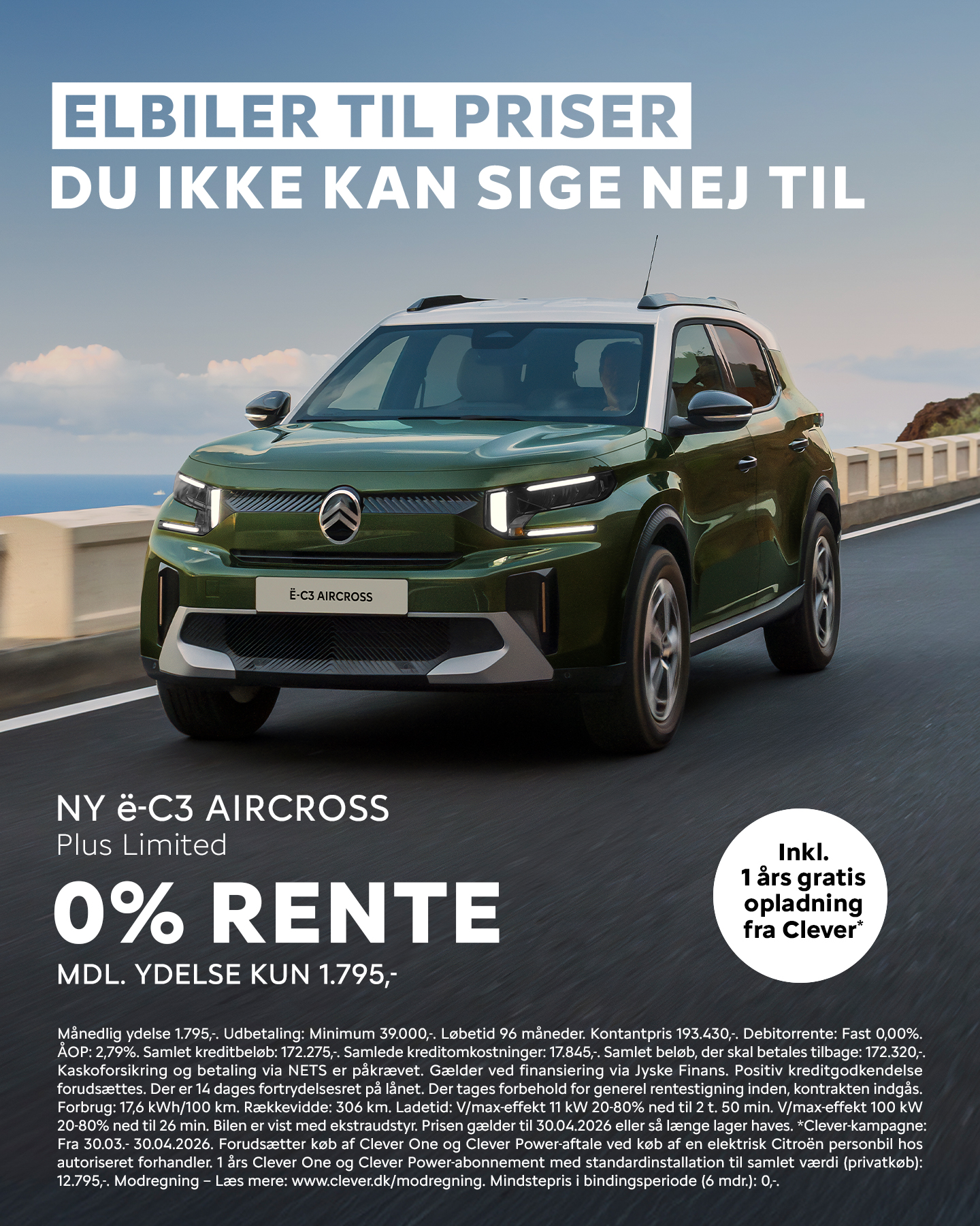 U14 - FB annonce, Citroën ë-C3 AC Plus Ltd. 0% rente (still) 30.03.2026